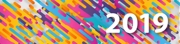 2019 yeni yıl renkli yarı ton yenilikçi tasarım öğesi sunumlar, el ilanları, broşürler, kartpostallar ve posterler için arka plan üzerinde. Vektör çizim.