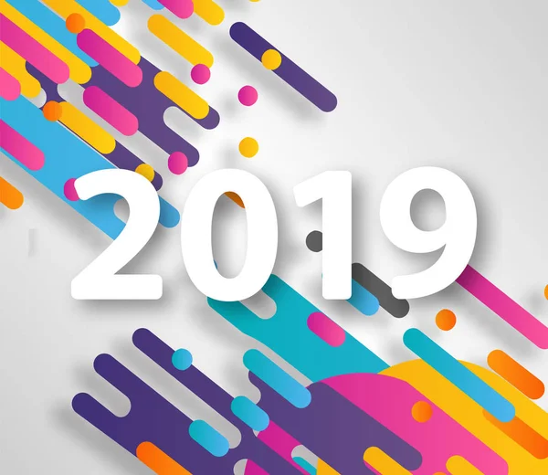 2019 yeni yıl renkli yarı ton yenilikçi tasarım öğesi sunumlar, el ilanları, broşürler, kartpostallar ve posterler için arka plan üzerinde. Vektör çizim.