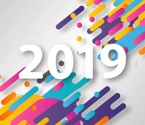 2019 yeni yıl renkli yarı ton yenilikçi tasarım öğesi sunumlar, el ilanları, broşürler, kartpostallar ve posterler için arka plan üzerinde. Vektör çizim.