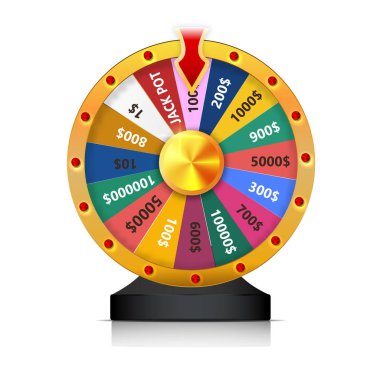 piyango kazanmak kavramı. Rulet servet tekerlek için arka plan kumar vektör illüstrasyon izole. Çarkıfelek oyun için. Jackpot