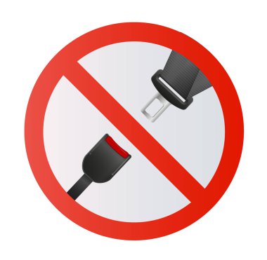 Emniyet kemeri simgesi beyaz arka plan üzerinde izole. Emanet hareketinin araba, uçak. Koruma sürücü ve yolcu. Sıkıya tokası sembolü.