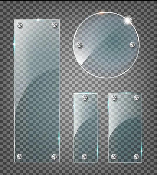 Vector moderno placas de vidrio transparente conjunto en el fondo de la muestra . — Vector de stock