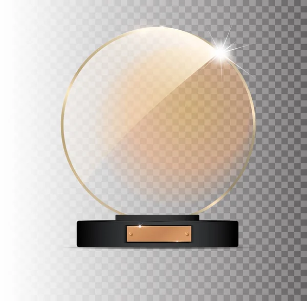 Dikdörtgen altın cam Ödülü kazanan 1 yerde gri bir arka plan üzerinde kazanma — Stok Vektör
