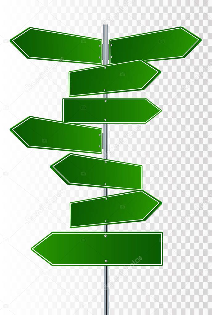 Vector Street Signs. Vector illustrationof 3 way Street Signs pointing in opposite directions