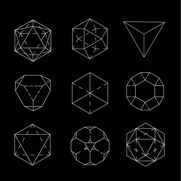 Heilige Geometrie symbolen en signes vectorillustratie. Hipster tattoo. Bloem van leven symbool. — Stockvector