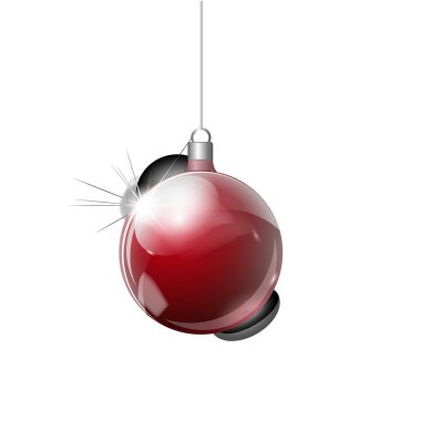 Vektör Noel köknar ağacı ve gerçekçi şeffaf gümüş Noel top hafif bir arka plan üzerinde