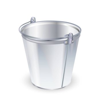 Beyaz bir arka plan üzerinde izole boş metal kova