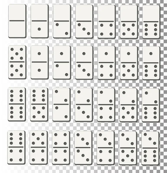 Yaratıcı vektör çizim gerçekçi domino tam set üzerinde şeffaf arka plan izole. Domino kemikleri sanat tasarım. — Stok Vektör