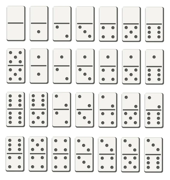 Creative vector illustration of realistic domino full set isolated on transparent background. Dominoes bones art design. — Stock Vector