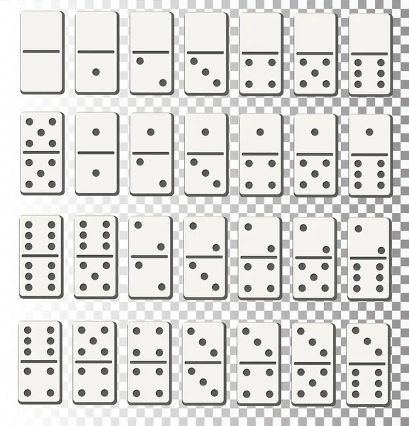 Realistické detailní 3d Domino kosti plné sady Symbol hraček a her. — Stockový vektor