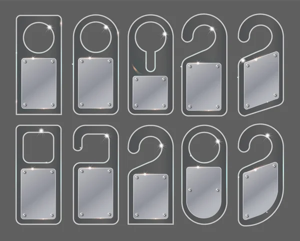 Διάνυσμα σύνολο μοναδικά πόρτας κρεμάστρες με στυλ γυάλινη μοντέρνα απομονώνονται σε λευκό φόντο. Πόρτα κρεμάστρα κοροϊδεύω. — Διανυσματικό Αρχείο