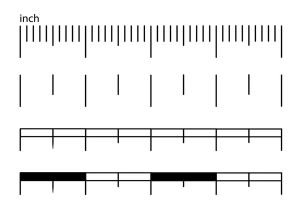 Regla de la escala de medición o longitud de la escala métrica y diagramas de pulgadas . — Archivo Imágenes Vectoriales