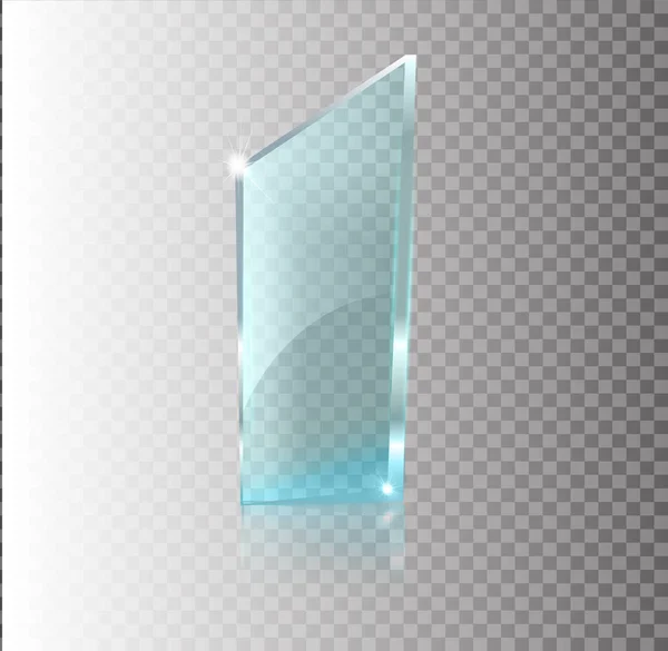 ガラス透明なバナー。透明な背景に分離された碑文の場所とベクトルのガラス板。フラット ガラス。現実的な 3 d デザイン。ベクトル透明オブジェクト . — ストックベクタ