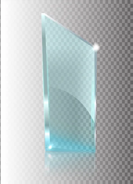 유리 투명 배너입니다. 투명 한 배경에 고립 된 비문에 대 한 장소를 가진 벡터 유리 접시. 평면 유리입니다. 현실적인 3d 디자인입니다. 벡터 투명 개체 . — 스톡 벡터