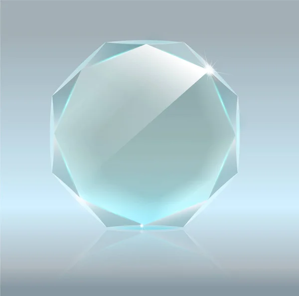 Prêmio de troféu de vidro vetorial em branco realista. Design 3D realista. Vetor objeto transparente 10 eps . — Vetor de Stock
