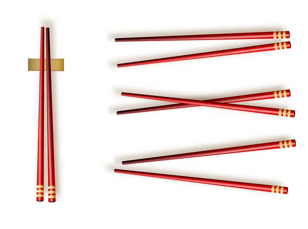 Palillos. Set de accesorios para sushi aislado sobre fondo blanco. Ilustración vectorial — Vector de stock