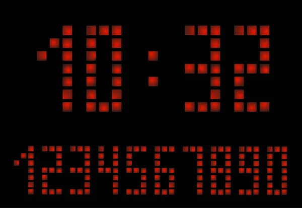 Relógio digital Apocalipse. Cartas do relógio de alarme. Números definidos para um relógio digital e outros dispositivos eletrónicos . — Vetor de Stock