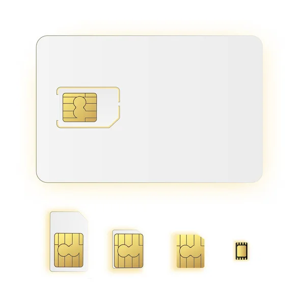 Simbolo icona della carta SIM incorporata eSIM. nuova tecnologia di comunicazione cellulare chip mobile. set schede SIM per dispositivi mobili con chip. illustrazione vettoriale — Vettoriale Stock