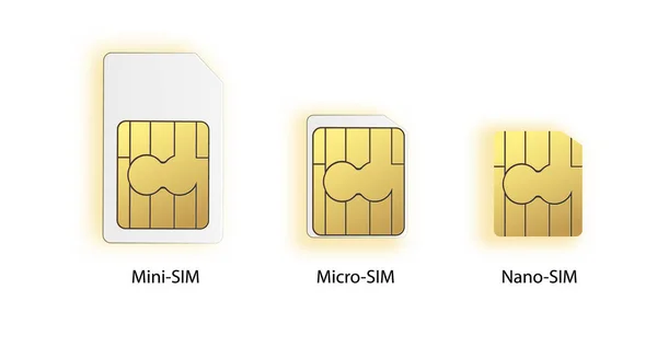 SIM-kaart pictogram symbool concept. nieuwe chip mobiele cellulaire communicatietechnologie. Sim-kaarten voor mobiele apparaten met chip instellen. vectorillustratie — Stockvector