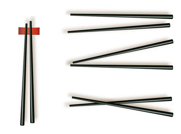 Palillos. Set de accesorios para sushi aislado sobre fondo blanco. Ilustración vectorial — Vector de stock