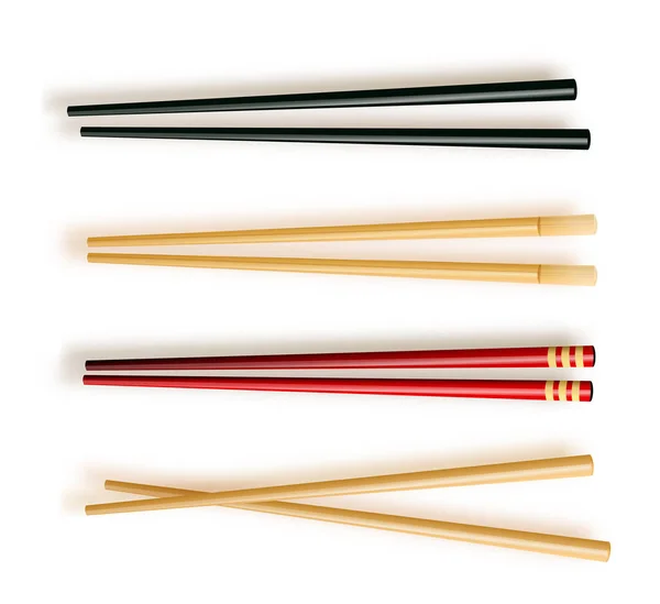 Eetstokjes. Set accessoires voor Sushi geïsoleerd op een witte achtergrond. Vectorillustratie — Stockvector