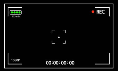 Digital 4K camera video viewfinder.Camera rec interface viewfinder with digital focus and exposure settings. clipart