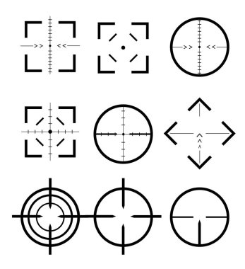 Hedefler ve hedef farklı simge kümesi. Hedef ve amaç, hedef ve hedef. Hedefler ve hedef farklı simge seti.
