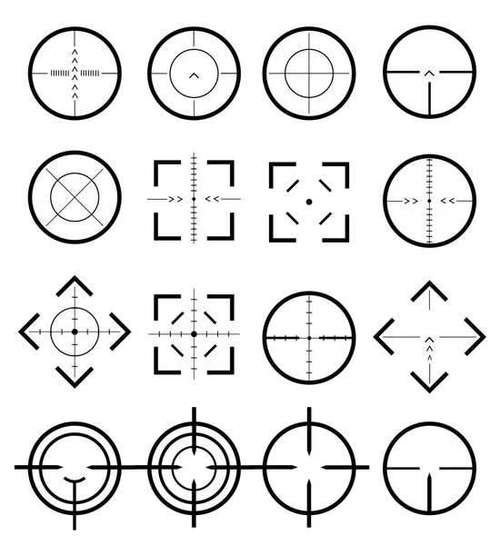 Diferente conjunto de iconos de objetivos y destino. Meta y apunte, apunte y apunte. Diferente conjunto de iconos de objetivos y destino . — Archivo Imágenes Vectoriales