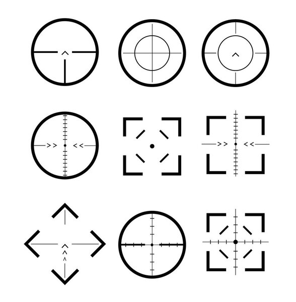 Different icon set of targets and destination. Target and aim, targeting and aiming. Different icon set of targets and destination.