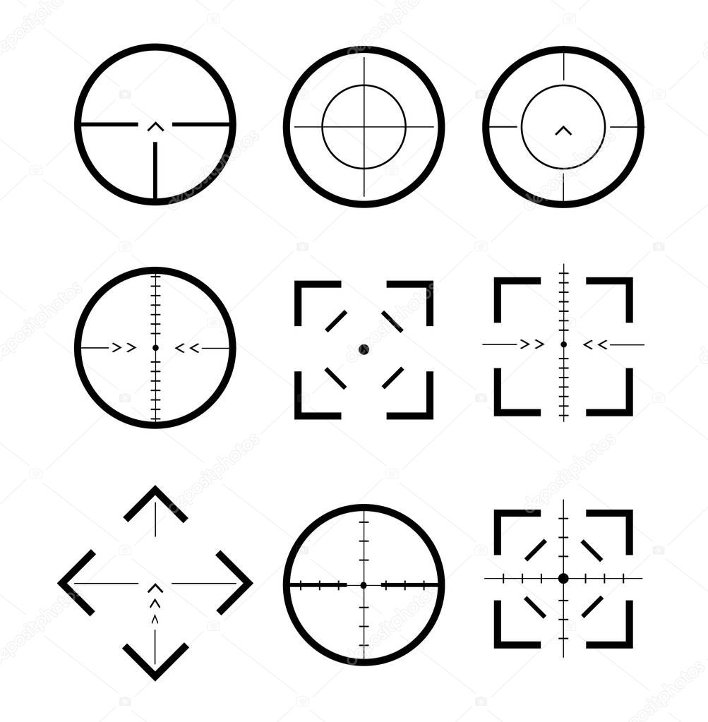 Different icon set of targets and destination. Target and aim, targeting and aiming. Different icon set of targets and destination.