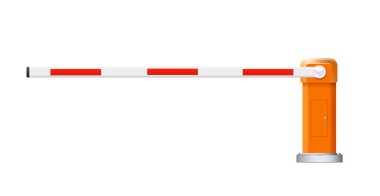 Bariyer sürüsü. Açık ve kapalı kırmızı beyaz otomotiv bariyerlerinin detaylı çizimleri.