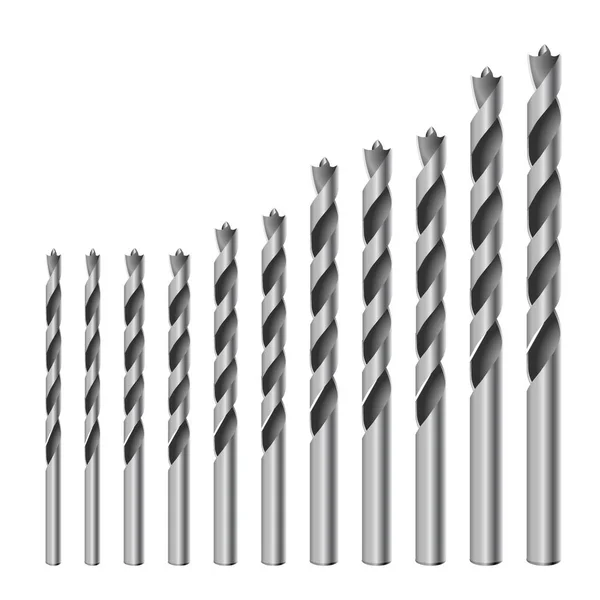 用于施工、钻孔的木位设置工具的逼真的 3d 详细金属钻头. — 图库矢量图片