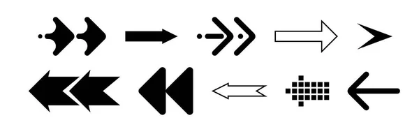 Набор черных векторных стрел. Rerow icon. Значок вектора стрелки. Стрела. Сбор векторов стрелок — стоковый вектор