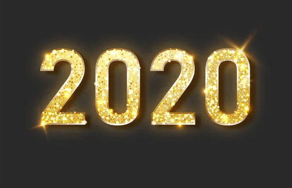 Feliz año nuevo 2020 banner.Golden Vector texto de lujo 2020 Feliz año nuevo. Diseño de números festivos de oro . — Archivo Imágenes Vectoriales