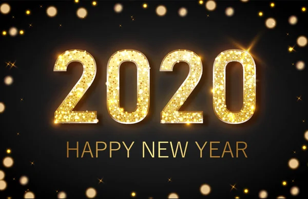 Happy new year 2020 banner.Golden Vector luxury text 2020 Happy new year. Gold Festive Numbers Design. — Stock Vector