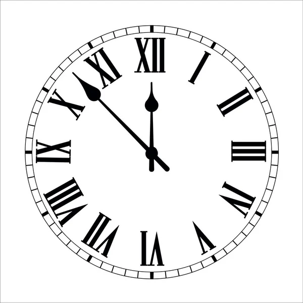 Horloge visage avec ombre sur fond blanc. Illustration vectorielle — Image vectorielle