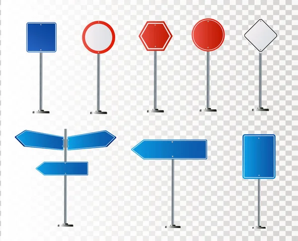 Conjunto de señales de tráfico aisladas sobre fondo blanco. Ilustración vectorial — Vector de stock