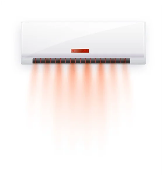 Vektor-Klimaanlage mit isolierter Heißluft. Weiße Klimaanlage isoliert auf klarem Hintergrund im Vektorstil. Illustration zu Elektrogeräten im Haus. — Stockvektor