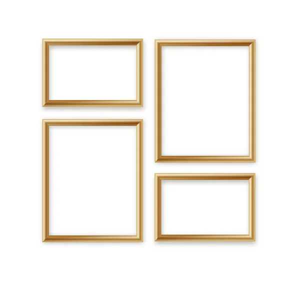 Wooden vector photo frame collection. 이미지나 텍스트를 위한 3D 그림 프레임 디자인 벡터 — 스톡 벡터