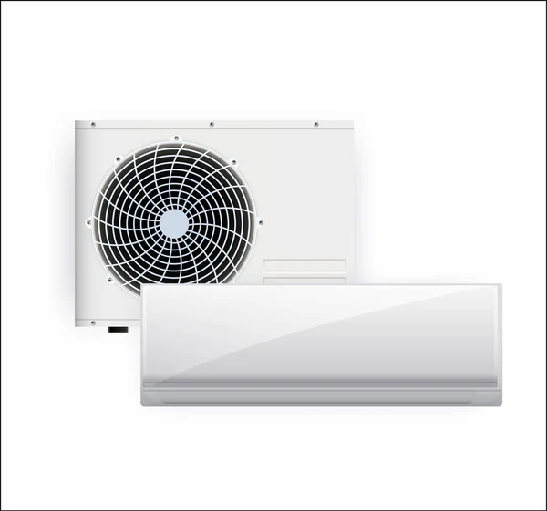Air conditioner isolated on white photo-realistic vector — Stock Vector