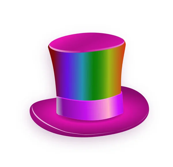Arcs-en-ciel grand cylindre chapeau gentleman avec la couleur arc-en-ciel. — Image vectorielle
