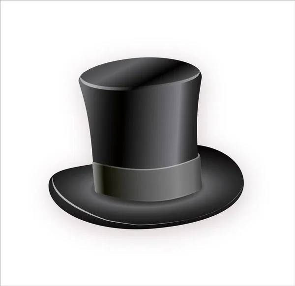 Chapeau cylindre noir avec ruban noir. Chapeau magique. — Image vectorielle