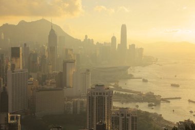 Hong Kong Cityscape ve Victoria Limanı 