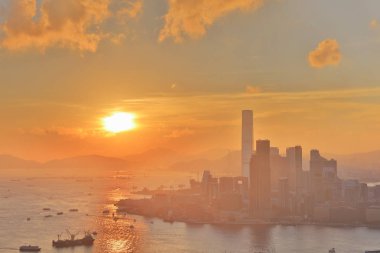 Kowloon yan alacakaranlık gökyüzü günbatımı 