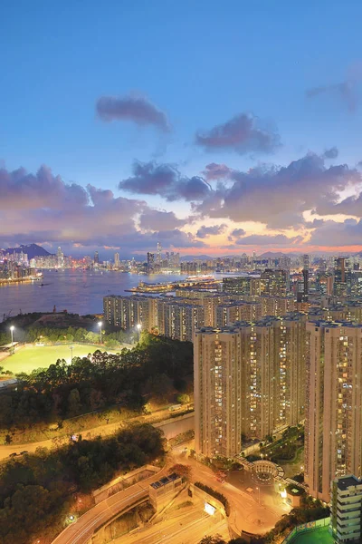 香港城市城市景观夜景 — 图库照片