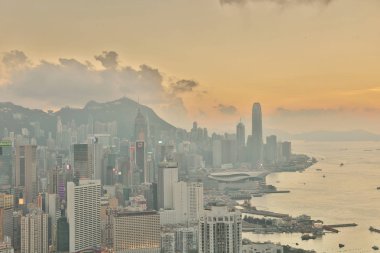 Hong Kong Cityscape ve Victoria Limanı 