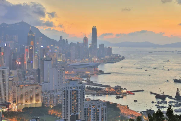 Paisaje Urbano Hong Kong Puerto Victoria — Foto de Stock