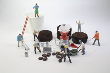 kahve fasulyesi, seçici odak ile çalışan bir kişi