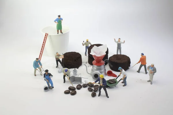 Άτομα Που Εργάζονται Κόκκους Καφέ Επιλεκτική Εστίαση — Φωτογραφία Αρχείου