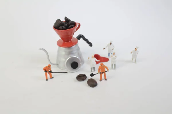 Koffie Maken Team Macro Foto — Stockfoto